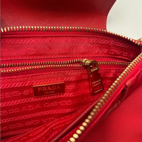 Prada Chain Crossbody Bag Tessuto and Saffiano Leather Small - Picture 8 of 10